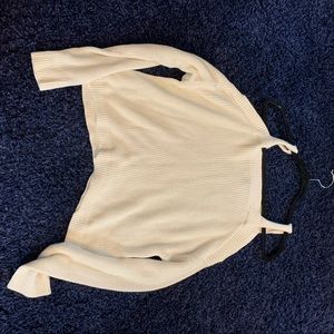 Open shoulder white sweater